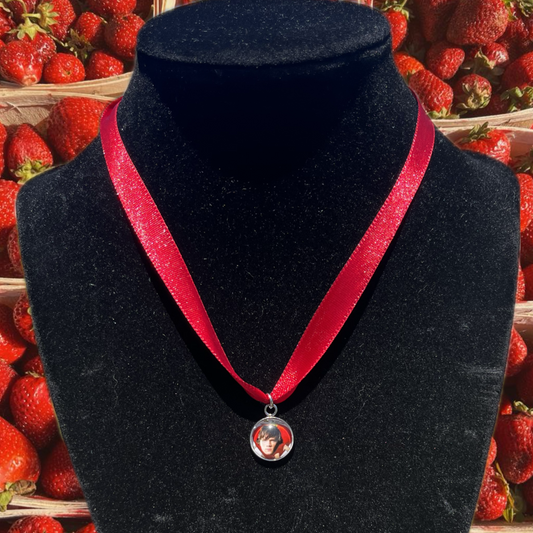 Strawberry Sam ribbon necklace